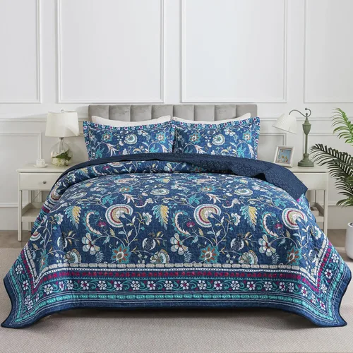 Vista 25 de HoneiLife - Juego de cama de dos piezas, tamaño individual, de microfibra, reversible, de retazos, estilo floral, todas las estaciones