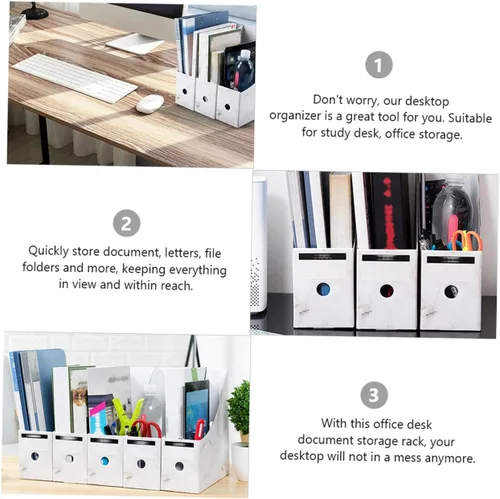 Vista 8 de Cabilock 5pcs Desktop Storage Rack File Holder Organizer for Students and Office Document Stand with Practical Design Space-saving File Organizer