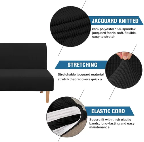 Vista 2 de H.VERSAILTEX - Funda elástica para sofá o cama, licra de alto elastano, lavable a máquina, tela Jacquard para sofá, futón