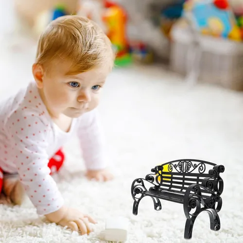 Vista 9 de Mini banco de jardín, modelo de casa de muñecas, modelo pequeño, adornos de parque, ornamentos maduros, decoración de casas de muñecas, 2 uds