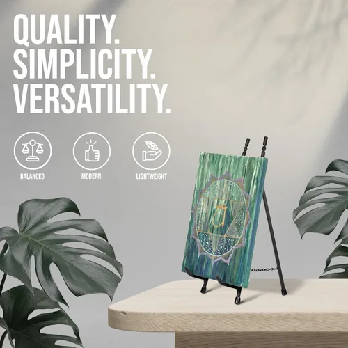 Vista 2 de Red Co. Soporte de Trípode de Metal Moderno de 13 Pulgadas de Alto y Caballete Portaplatos y Soporte de Arte, Negro