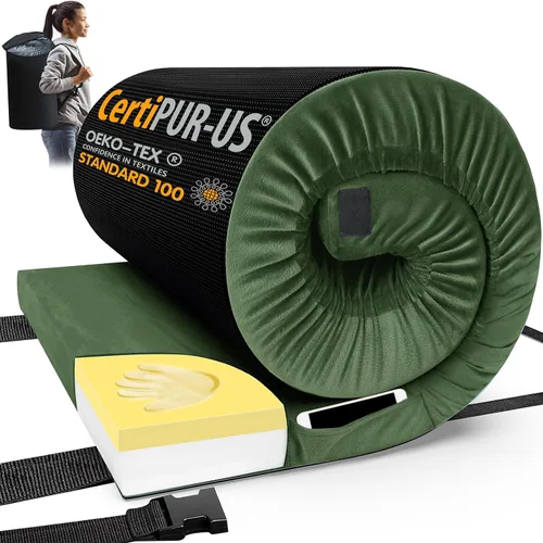 Vista 18 de CYMULA Colchón de Espuma de Memoria para Camping, CertiPUR-US Almohadilla de Dormir, Colchón Portátil Enrollable para Adultos, Almohadillas de Cama