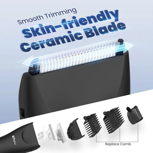 Vista 2 de Enssu Recortadora de pelo corporal para hombres, peluquería púbica para Negro