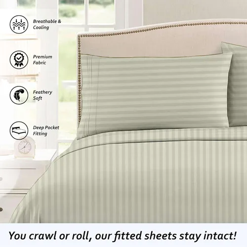 Vista 167 de Juego de sábanas para autocaravana tamaño individual (39 x 75) – 100% algodón egipcio, suave y refrescante, sábana bajera de 16 pulgadas