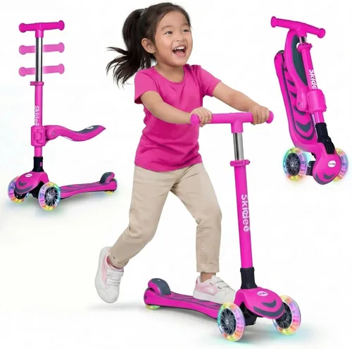 Vista 19 de SKIDEE Kick Scooter for Kids Ages 3-5 Foldable 3 Wheel Scooter with Lean-to-Steer, Adjustable Height, Removable Seat & LED Light Wheels Toddler