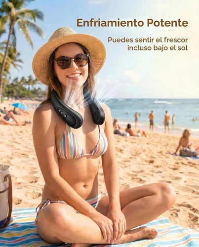 Vista 4 de Aire acondicionado de cuello, ventilador de cuello portátil con placa de Negro