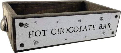 ANVEVO Barra de chocolate caliente – Caja de decoración navideña para el hogar – Bonita y divertida decoración rústica del hogar – Organizador de