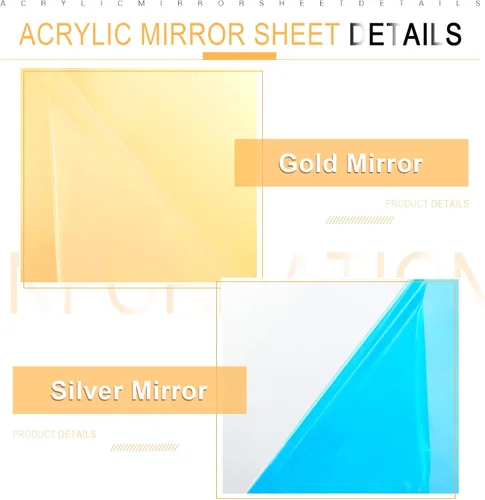 Vista 3 de Yalikop 3 piezas de hoja de espejo acrílico, hoja acrílica, corte láser, espejos de plástico acrílico inastillables para el hogar, diseño