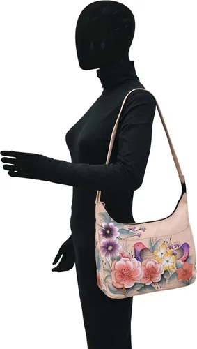 Vista 4 de Anna by Anuschka Womens Original Hand-Painted Genuine Leather Medium Shopper Hobo