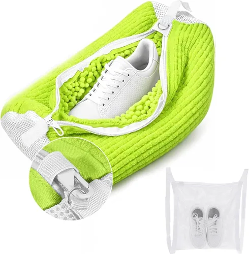 Vista 15 de Bolsa para lavadora de zapatos, bolsa de lavandería para lavadora y secadora, incluye bolsa de red seca, cremallera reutilizable y duradera con Gris