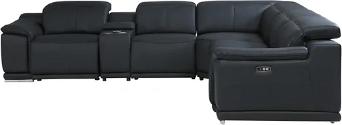 Vista 514 de BlackJack Furniture Venice - Sofá modular de cuero italiano de grano superior de 5 piezas con 3 reclinables eléctricos, reposacabezas ajustable