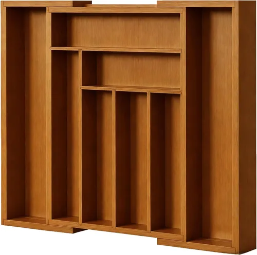 Vista 10 de Pipishell - Organizador de Cajones Extensible de Bambú para Soporte de Utensilios, Bandeja de Cubiertos Ajustable, Organizador de Divisores