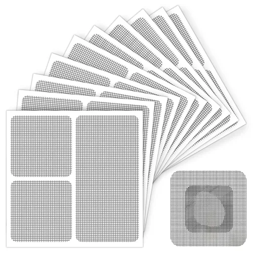 Vista 12 de Matenf - Juego de parches para reparación de mosquitero, 10 parches, 10.2*4.8 cm & 4.8*4.8 cm, Negro, cinta de malla de mosquitero de 3 capas