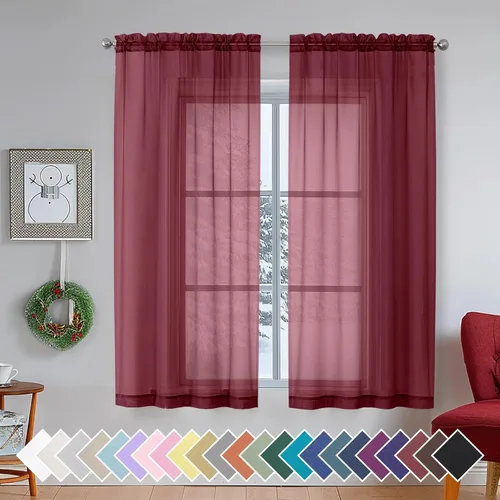 Vista 154 de Aiyufeng 2 paneles de cenefa transparente negra de 14 pulgadas de largo, cortinas cortas para dormitorio, cortinas de cocina para ventana pequeña