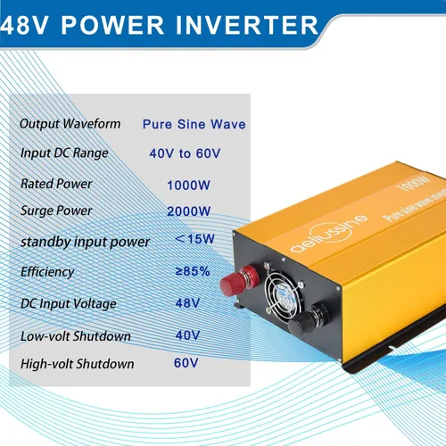 Vista 4 de Inversor de onda sinusoidal pura de 1000 W, convertidor de corriente de 48 V CC a 110 V 120 V CA con 2 salidas de CA, inversor de corriente de 48