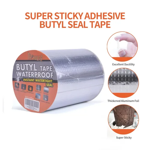 Vista 2 de TAPEBEAR Cinta de butilo, cinta de sellado impermeable, cinta de papel de aluminio, para reparación de caravanas, ventanas, silicona, vidrio