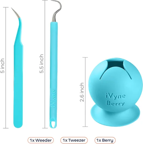 Vista 2 de iVyne Herramientas de deshierbe de bayas y silicona, desbrozadora de vinilo de succión, pinzas para manualidades, soporte para colector de chatarra