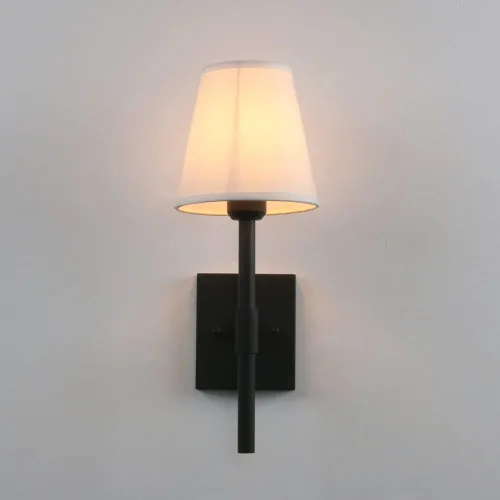 Vista 7 de Pathson Juego de 2 apliques de pared de baño cableados con pantalla de tela blanca, iluminación de pared de tela para sala de estar, dormitorio Negro
