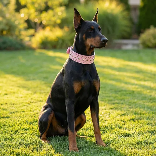 Vista 2 de Collar de perro con tachuelas, remaches de hongos, collar de cuero con tachuelas para perros medianos y grandes, collar de pastor alemán ajustable