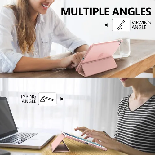 Vista 6 de MoKo Funda para iPad mini 5 2019/Mini 4 2015 (5ta/4ta Generación 7.9 pulgadas), funda delgada y ligera con soporte, con protector traslúcido