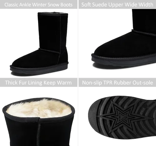 Vista 3 de Vepose Women's Boots Suede Snow Booties Warm Mid Calf Fashion Classic Knee High Shoes