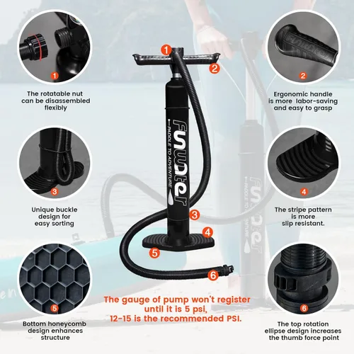 Vista 6 de FunWater Inflatable Stand Up Paddle Board with Premium SUP Paddleboard Accessories, Anti-Slip EVA Deck, 11'6''/11'/10'6'' Paddle Boards for Adults &