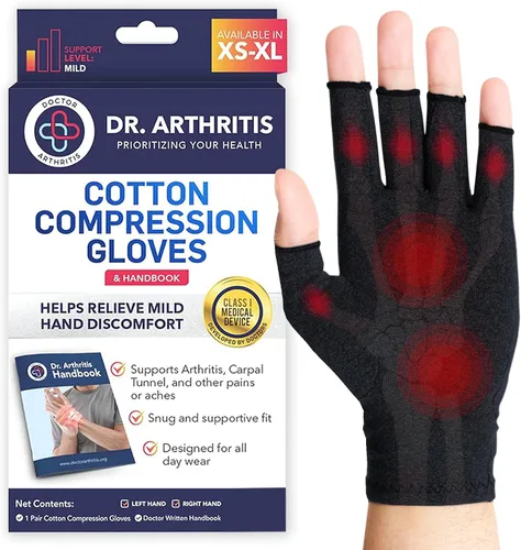 Vista 23 de Doctor Developed Compression Gloves for Women and Men, Open-Finger Arthritis Gloves, Typing Gloves, Arthritis & Carpal Tunnel gris (Gray - 1 Pair)