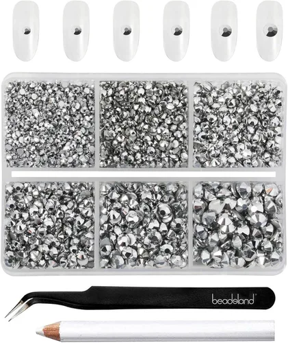 Vista 31 de Beadsland 4300 piezas de diamantes de imitación planos, diamantes de imitación para uñas en color burdeos, cristales redondos para manualidades