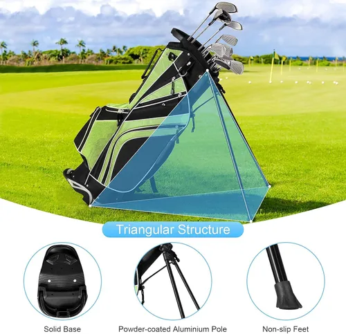 Vista 8 de Mayjooy Golf Stand Bag, Portable Carry Golf Bag w/Ergonomic Dual Straps & 6 Way Top Divider, Lightweight Carry Organizer Pocket w/Umbrella Ring Negro