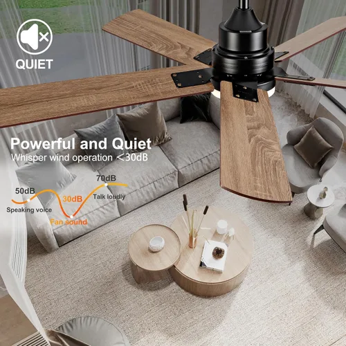 Vista 5 de BOOMJOY Ventiladores de techo con luces, ventilador de techo de 48 pulgadas con control remoto, ventilador de techo moderno para dormitorio, sala