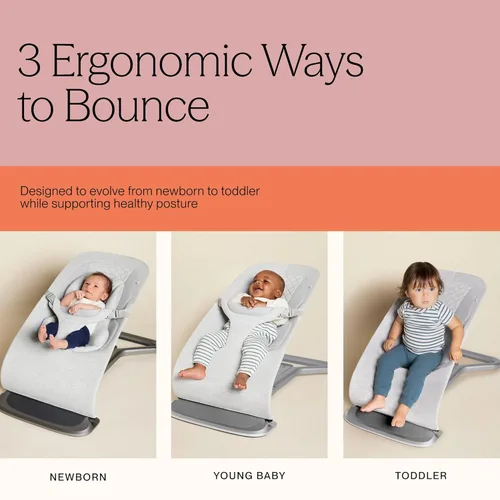 Vista 5 de Ergobaby Evolve Hamaca 3 en 1, Asiento Hamaca para Bebé Ajustable de Múltiples Posiciones, Se Adapta de Recién Nacido a Niño Pequeño, Carbón