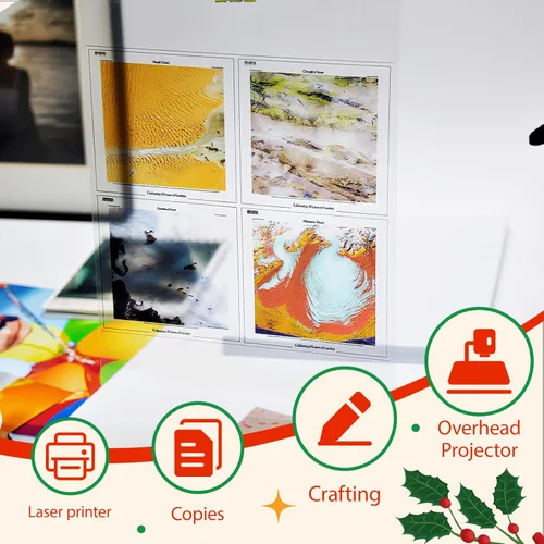 Vista 3 de Uinkit 20 hojas de película de transparencia láser 8.5x11 papel transparente de color OHP película transparente para retroproyector 8.5x11