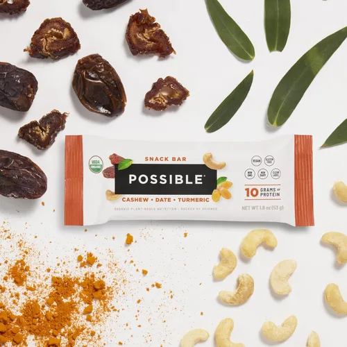 Vista 5 de POSSIBLE Snack Bar - Barras energéticas orgánicas con 0.35 oz de proteína a base de plantas - Vegano, sin gluten, sin lácteos, USDA Orgánico