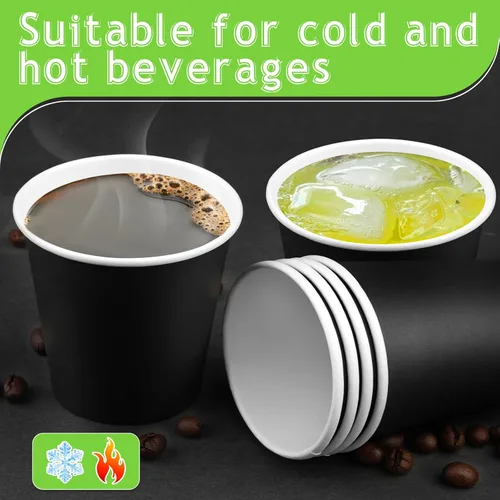 Vista 4 de Vasos de papel negro de 8 onzas, tazas de café de papel, vasos desechables para beber, vasos de papel para bebidas calientes/frías, tazas de papel