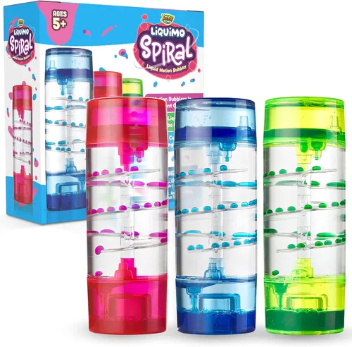 YoYa Toys Liquimo Spiral - Liquid Motion Bubbler (paquete de 3) - Temporizador líquido de reloj de arena para niños y adultos - Juguetes para