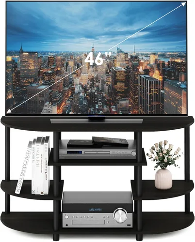Vista 4 de Furinno JAYA - Soporte esquinero para TV, diseño simple, color espresso/negro