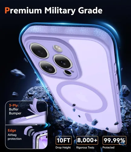 Vista 1300 de FNTCASE Funda para iPhone 13 Pro-Max: Fundas magnéticas transparentes compatibles con Magsafe Slim anti amarillamiento protección contra caídas