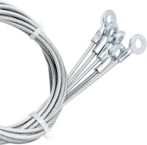 Vista 14 de Cable de acero galvanizado de diámetro de alambre de 1/8 pulgadas (3mm) terminado en ojales, cordón de cuerda corta, cerradura de cadena