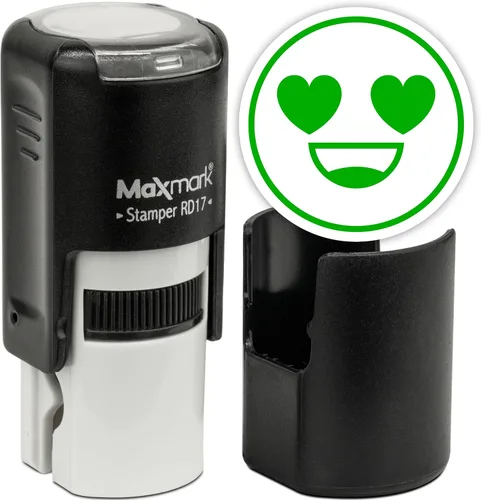 Vista 86 de MaxMark Sello de Emoji Autoentintado Redondo - Enojada - Tinta Negra