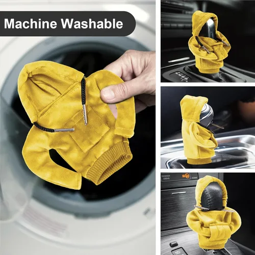 Vista 3 de Sudadera con capucha para palanca de cambios, cubierta universal para perilla de palanca de cambios de automóvil, divertida sudadera con capucha