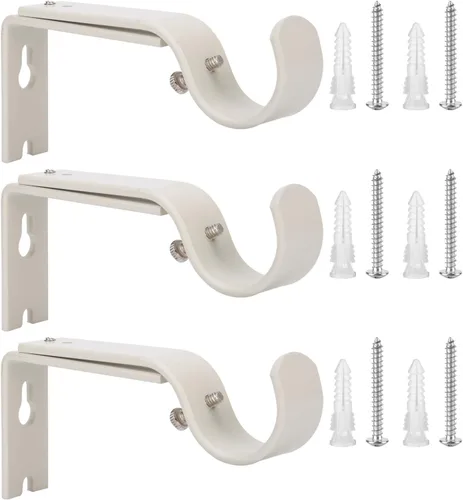 Vista 13 de Ycolnaefllr Juego de 2 soportes de barra de cortina ajustables resistentes dorados para barra de cortina para barra de 1 pulgada