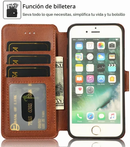 Vista 3 de QLTYPRI para iPhone 6 Plus iPhone 6S Plus (14 cm) Funda Premium de Piel Sintética Tipo Cartera Simple con Amortiguador de TPU, Ranuras para Negro