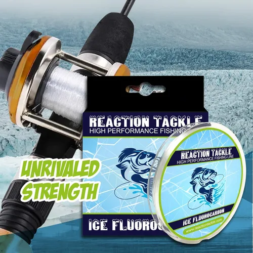 Vista 5 de Línea de pesca de fluorocarbono para hielo de Reaction Tackle - Alta resistencia, resistente a la abrasión, hundimiento rápido, prácticamente