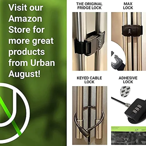 Vista 6 de Urban August Cerradura francesa del refrigerador de la puerta, negro, cerradura de combinación, desbloqueo de código de acceso
