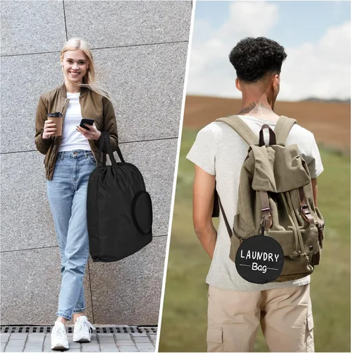 Vista 5 de Sylfairy Paquete de 2 bolsas de lavandería XL con correa, bolsa de lavandería para viajes resistente, bolsa de hombro para ropa sucia con cordón