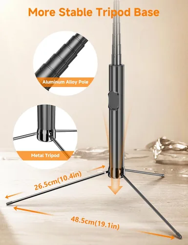 Vista 2 de Trípode de teléfono de 75 pulgadas y palo para selfie, soporte de trípode extensible para teléfono celular con control remoto inalámbrico y soporte