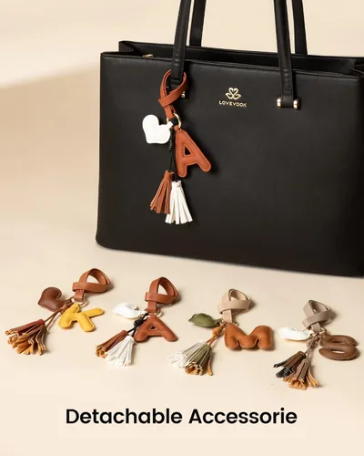 Vista 4 de LOVEVOOK Bolsa de mano para computadora portátil para mujer, bolsa de cuero para computadora, monederos grandes, maletín profesional