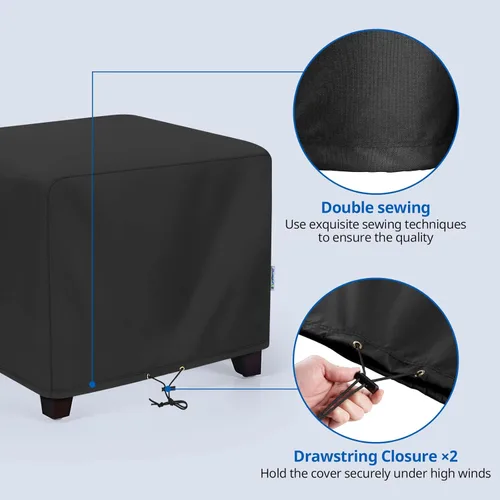 Vista 3 de SunPatio Funda otomana para exteriores, funda cuadrada impermeable para mesa de café, fundas para muebles de patio, protección para todo