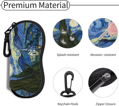 Vista 3 de Hion Gafas de sol suave caso ultra ligero neopreno cremallera gafas caso con clip de cinturón