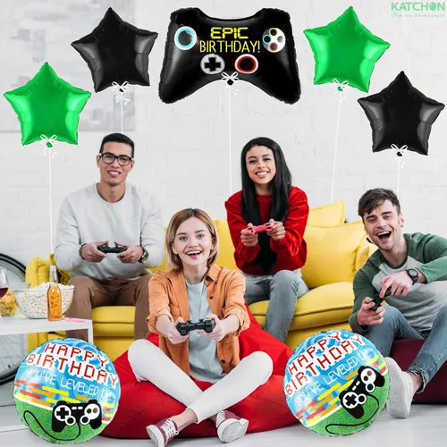 Vista 5 de KatchOn, Globos enormes para videojuegos, paquete de 7, globos de Mylar para controlador de videojuegos, decoración de fiesta de cumpleaños